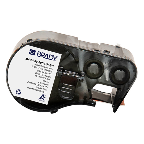 Brady M4C-750-595-OR-BK vinyltejp | svart text - orange tejp | 19,05mm x 7,62m (original) M4C-750-595-OR-BK 148180 - 1