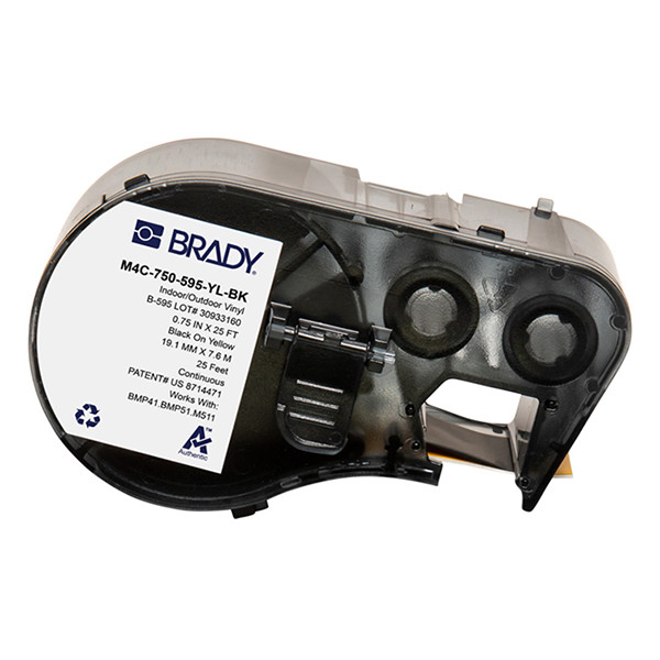 Brady M4C-750-595-YL-BK vinyltejp | svart text - gul tejp | 19,05mm x 7,62m (original) M4C-750-595-YL-BK 148176 - 1