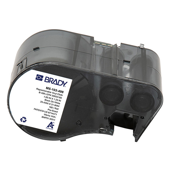 Brady M5-103-498 vinyltejp | svart text - vit tejp | 31,75mm x 25,4mm (original) M5-103-498 148318 - 1