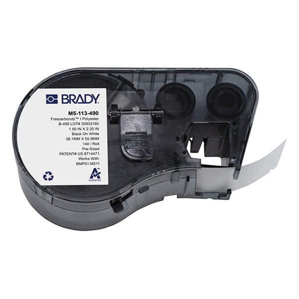 Brady M5-113-490 polyestertejp | svart text - vit tejp | 38,1mm x 55,88mm (original) M5-113-490 148418 - 1