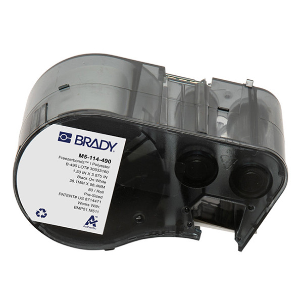 Brady M5-114-490 polyestertejp | svart text - vit tejp | 38,1mm x 95,25mm (original) M5-114-490 148314 - 1