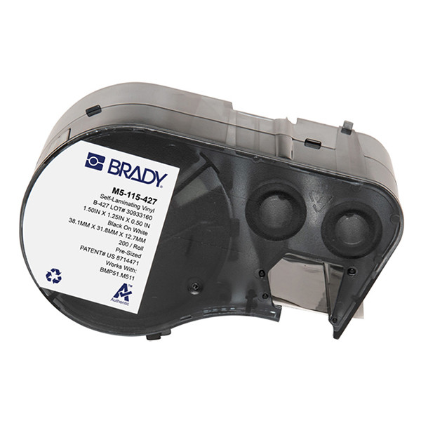 Brady M5-115-427 laminerad vinyltejp | svart text - vit tejp | 31,75mm x 38,1mm x 12,7mm (original) M5-115-427 148148 - 1