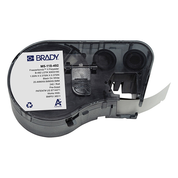 Brady M5-118-492 polyestertejp | svart text - vit tejp | 25,4mm x 9,53mm (original) M5-118-492 148304 - 1