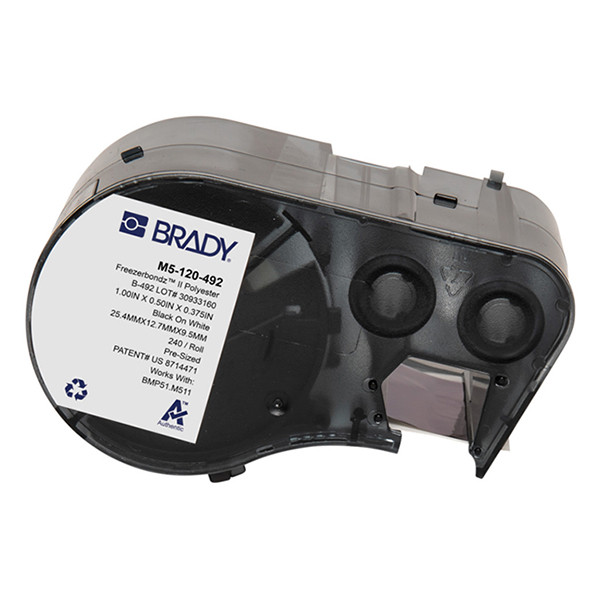 Brady M5-120-492 polyestertejp | svart text - vit tejp | 25,4mm x 12,7mm (original) M5-120-492 148300 - 1