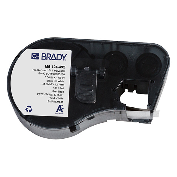 Brady M5-124-492 polyestertejp | svart text - vit tejp | 41,91mm x 12,7mm (original) M5-124-492 148342 - 1