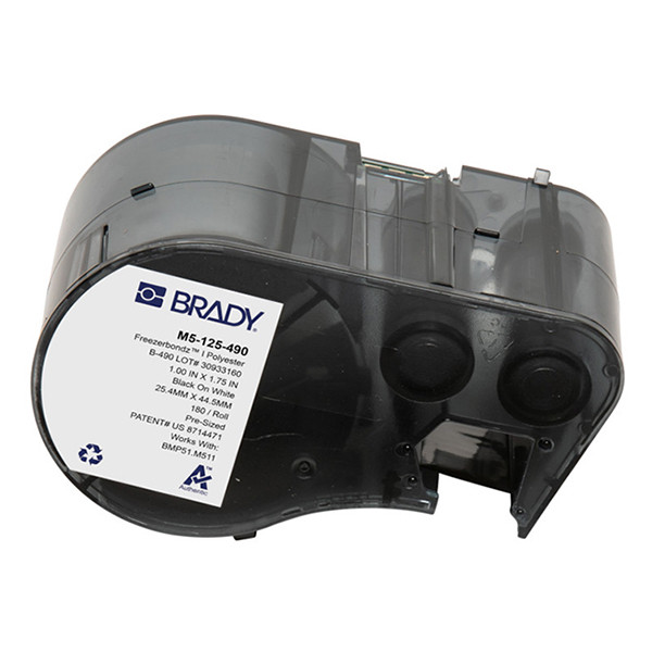 Brady M5-125-490 polyestertejp | svart text - vit tejp | 25,4mm x 44,45mm (original) M5-125-490 148294 - 1