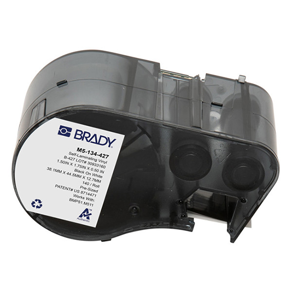 Brady M5-134-427 laminerad vinyltejp | svart text - vit tejp | 38,1mm x 44,45mm x 12,7mm (original) M5-134-427 148136 - 1