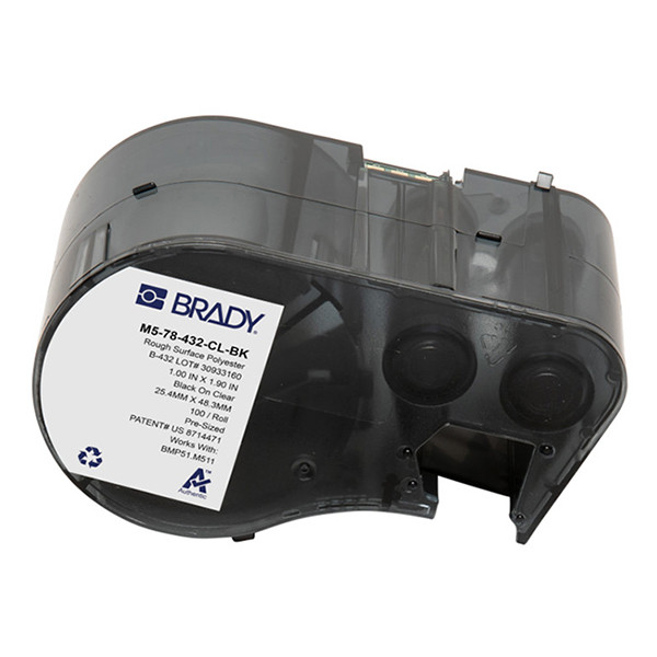 Brady M5-78-432-CL-BK polyestertejp | svart text - transparent tejp | 25,4mm x 48,26mm (original) M5-78-432-CL-BK 148410 - 1