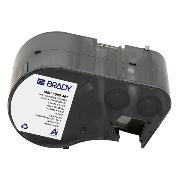 Brady M5C-1000-461 laminerad polyestertejp | svart text - vit tejp | 25,4mm x 7,62m (original) M5C-1000-461 148412 - 1