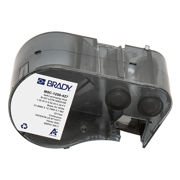 Brady M5C-1250-427 laminerad vinyltejp | svart text - vit tejp | 31,75mm x 7,62m (original) M5C-1250-427 148404 - 1