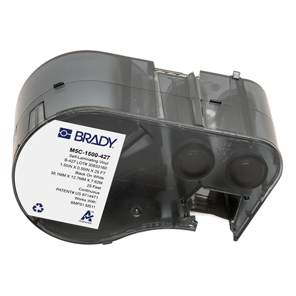 Brady M5C-1500-427 laminerad vinyltejp | svart text - vit tejp | 38,1mm x 7,62m x 12,7mm (original) M5C-1500-427 148406 - 1