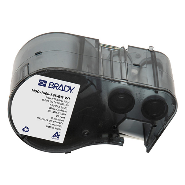 Brady M5C-1500-595-BK-WT vinyltejp | vit text - svart tejp | 38,1mm x 7,62m (original) M5C-1500-595-BK-WT 148352 - 1