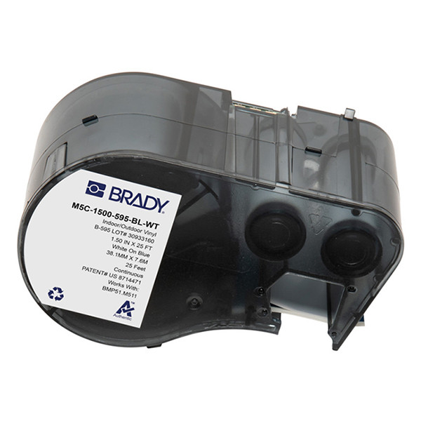 Brady M5C-1500-595-BL-WT vinyltejp | vit text - blå tejp | 38,1mm x 7,62m (original) M5C-1500-595-BL-WT 148224 - 1