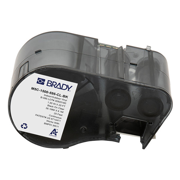 Brady M5C-1500-595-CL-BK vinyltejp | svart text - transparent tejp | 38,1mm x 6,1m (original) M5C-1500-595-CL-BK 148222 - 1