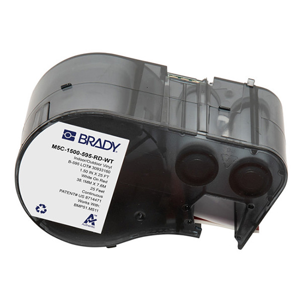 Brady M5C-1500-595-RD-WT vinyltejp | vit text - röd tejp | 38,1mm x 7,62m (original) M5C-1500-595-RD-WT 148216 - 1
