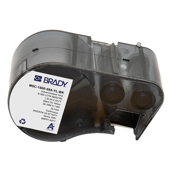 Brady M5C-1500-595-YL-BK vinyltejp | svart text - gul tejp | 38,1mm x 7,62m (original) M5C-1500-595-YL-BK 148210 - 1