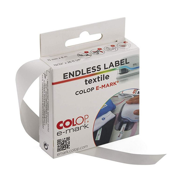 COLOP E-mark kontinuerlig etikett | textil | 15mm x 8m 155543 229171 - 1