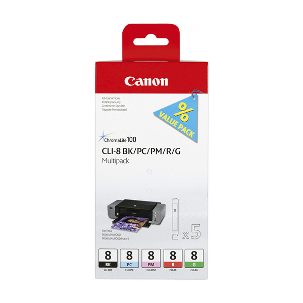 Canon CLI-8 BK/PC/PM/R/G bläckpatron 5-pack (original) 0620B027 010463 - 1