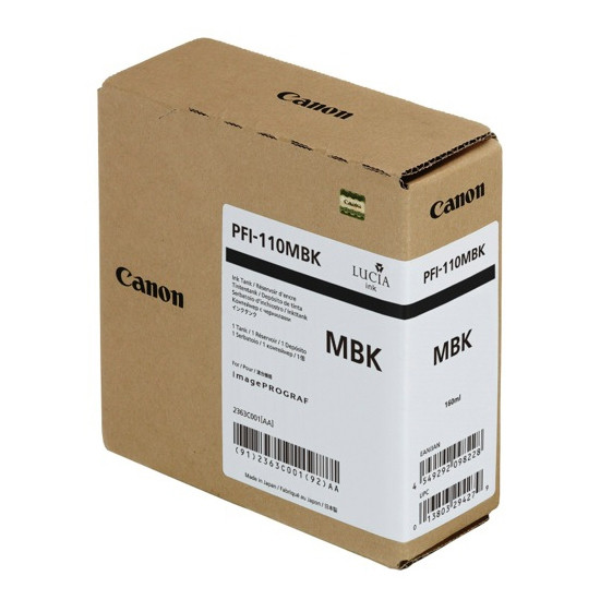 Canon PFI-110MBK mattsvart bläckpatron (original) 2363C001 010154 - 1