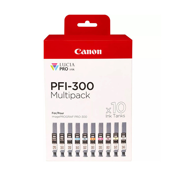 Canon PFI-300 MBK/PBK/C/M/Y/PC/PM/R/GY/CO bläckpatron 10-pack (original) 4192C008 018590 - 1