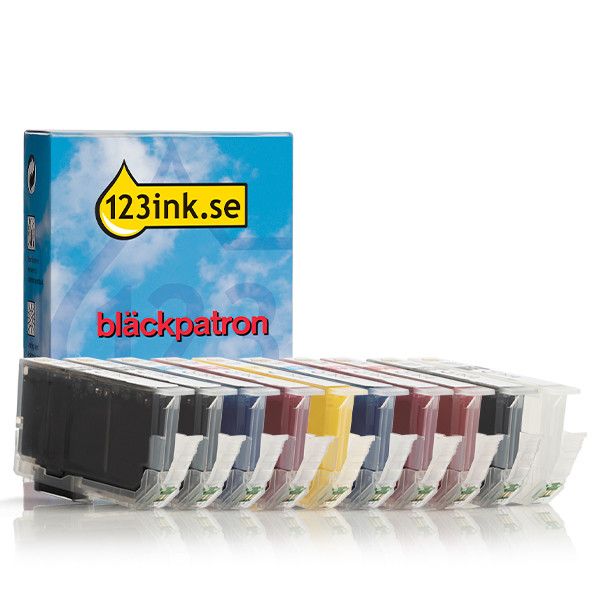 Canon PFI-300 MBK/PBK/C/M/Y/PC/PM/R/GY/CO bläckpatron 10-pack (varumärket 123ink)  160216 - 1