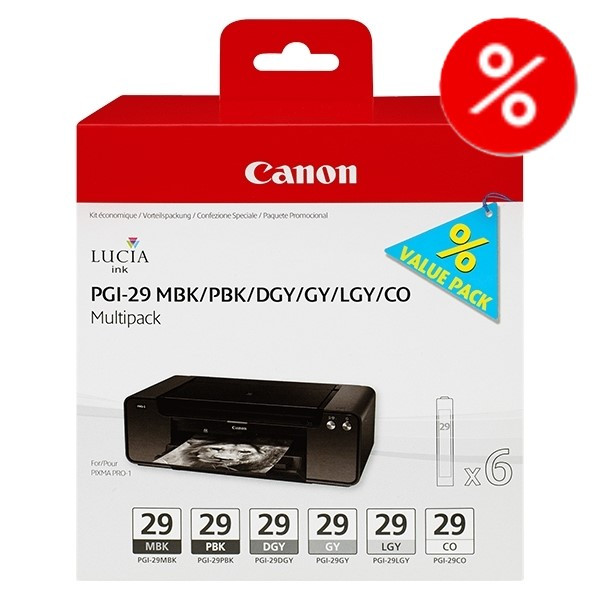 Canon PGI-29 MBK/PBK/DGY/GY/LGY/CO bläckpatron 6-pack (original) $$  238548 - 1