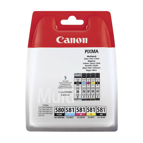 Canon PGI-580BK / CLI-581 BK/C/M/Y bläckpatron 5-pack (original) 2078C005 2078C006 2078C007 2078C008 018582 - 1