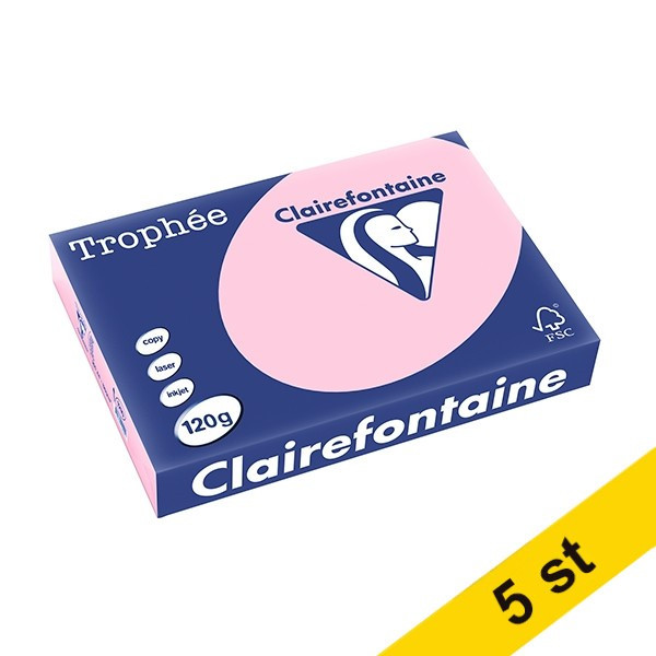 Clairefontaine ​​​​​​​​​​​​​​​​​​​​​​​​​​​​​​​​​​​​​​​​​​​​​​​​​​​​​​​​​​​​​​​​​​​​​​120g A4 papper | rosa | Clairefontaine | 250 ark | x5  250484 - 1