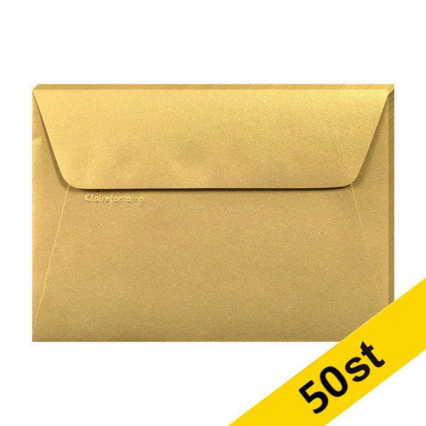 Clairefontaine ​​​​​​​​​​​​​​​​​​​​​Kuvert 120g C6 | guld | Clairefontaine | 5st x10  424783 - 1