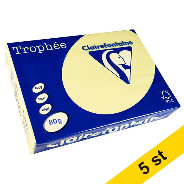 Clairefontaine 80g A4 papper | gul | Clairefontaine | 500 ark x5  250399 - 1