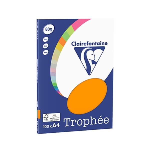 Clairefontaine 80g A4 papper | solgul/gräsgrön/körsbärsröd/karibisk blå/kardinalröd | Clairefontaine | 20 ark | x5 1876/0C 250046 - 1