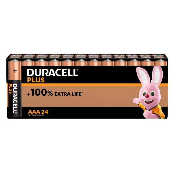 Duracell Plus 100% Extra Life MN2400 AAA batteri 24st MN2400 ADU00359 - 1