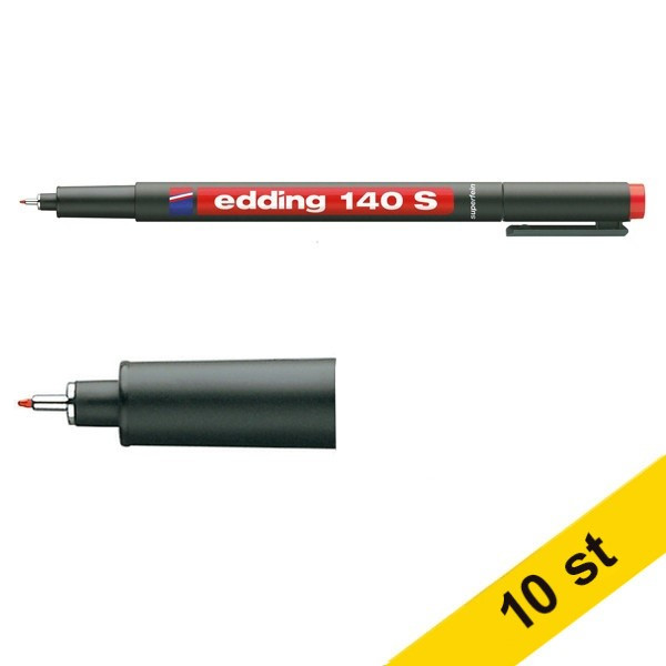 Edding Märkpenna permanent 0.3mm | Edding 140S | röd | 10st  239488 - 1