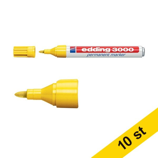 Edding Märkpenna permanent 1.5mm - 3.0mm | Edding 3000 | gul | 10st  239401 - 1