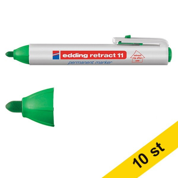 Edding Märkpenna permanent 1.5mm - 3.0mm | Edding Retract 11 | grön | 10st  239950 - 1