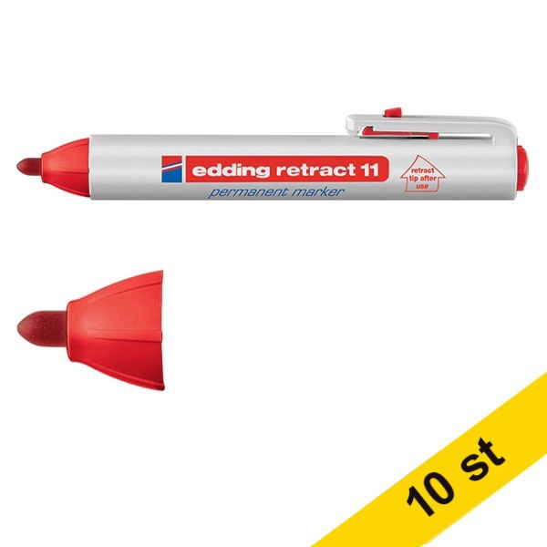 Edding Märkpenna permanent 1.5mm - 3.0mm | Edding Retract 11 | röd | 10st  239951 - 1