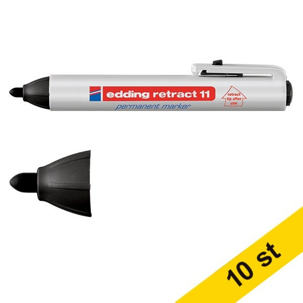 Edding Märkpenna permanent 1.5mm - 3.0mm | Edding Retract 11 | svart | 10st  239952 - 1