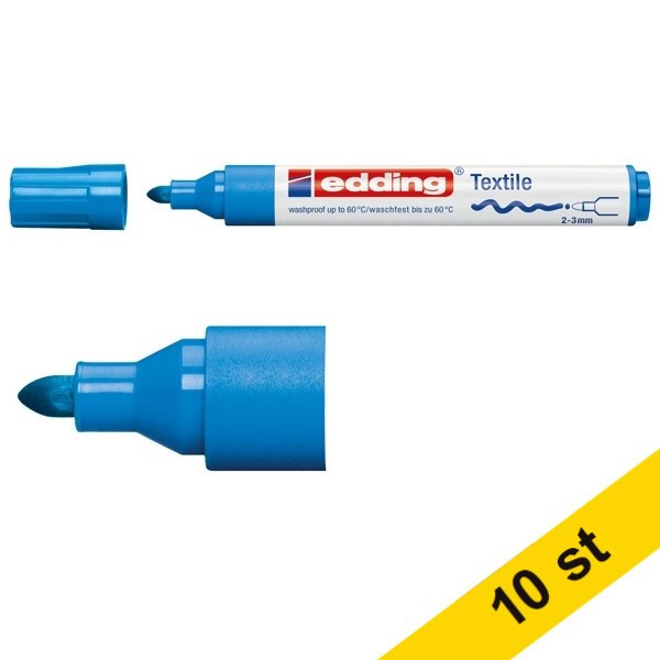 Edding Textilpenna 2.0mm - 3.0mm | Edding 4500 | ljusblå | 10st  239831 - 1