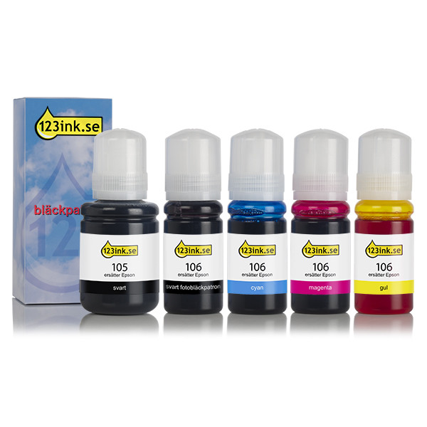 Epson 105/106 bläckrefill 5-pack (varumärket 123ink)  127045 - 1