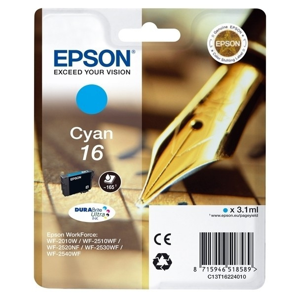 Epson 16 (T1622) cyan bläckpatron (original) C13T16224010 C13T16224012 901973 - 1