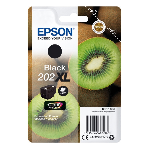 Epson 202XL (T02G1) svart bläckpatron hög kapacitet (original) C13T02G14010 027136 - 1