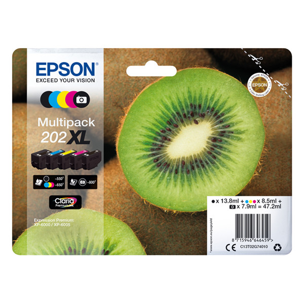 Epson 202XL (T02G7) PBK/BK/C/M/Y bläckpatron 5-pack (original) C13T02G74010 027148 - 1