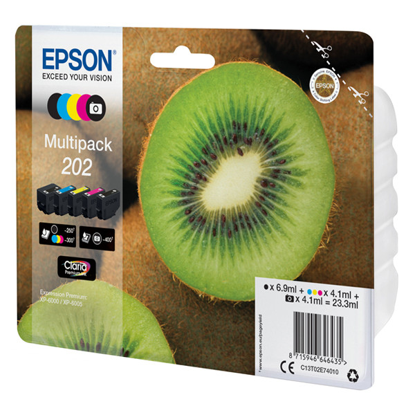 Epson 202 (T02E7) PBK/BK/C/M/Y bläckpatron 5-pack (original) C13T02E74010 027146 - 1