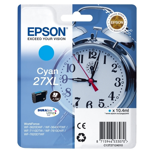 Epson 27XL (T2712) cyan bläckpatron hög kapacitet (original) C13T27124010 C13T27124012 026618 - 1