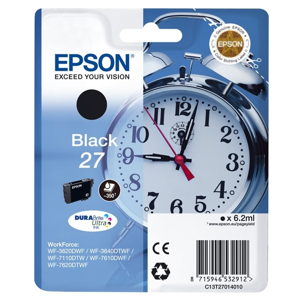 Epson 27 (T2701) svart bläckpatron (original) C13T27014010 C13T27014012 026626 - 1