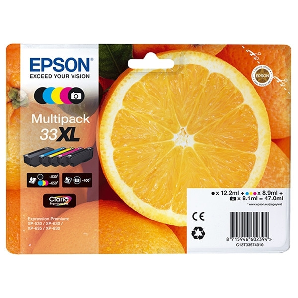 Epson 33XL (T3357) PBK/BK/C/M/Y bläckpatron 5-pack (original) C13T33574010 026870 - 1