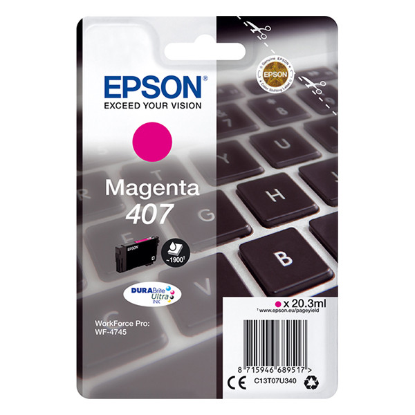 Epson 407 (T07U3) magenta bläckpatron (original) C13T07U340 083560 - 1