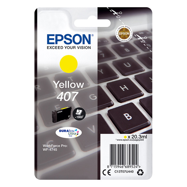 Epson 407 (T07U4) gul bläckpatron (original) C13T07U440 083562 - 1