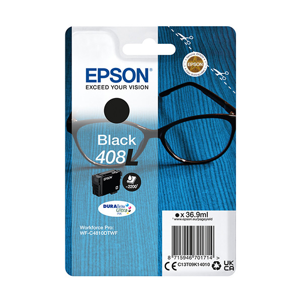 Epson 408XL (T09K1) svart bläckpatron hög kapacitet (original) C13T09K14010 024124 - 1