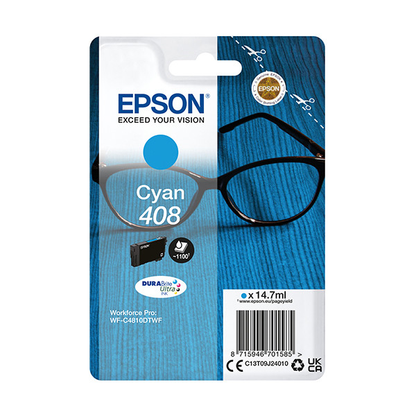 Epson 408 (T09J2) cyan bläckpatron (original) C13T09J24010 024118 - 1